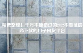 精选整理！千万不能错过的2022不看征信必下款的口子网贷平台