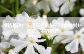 精选整理！不用征信的借钱平台秒到账贷款，不容错过