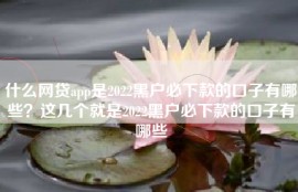 什么网贷app是2022黑户必下款的口子有哪些？这几个就是2022黑户必下款的口子有哪些