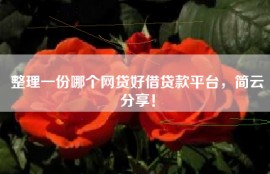 整理一份哪个网贷好借贷款平台，简云分享！