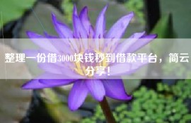 整理一份借3000块钱秒到借款平台，简云分享！