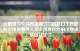 能借钱的软件直接通过的借款口子有哪些？精选整理分享不用查征信的小额贷款借款软件