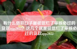 有什么借款口子是征信烂了审核必过的贷款app2022？这几个就是征信烂了审核必过的贷款app2022