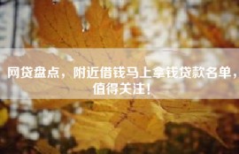 网贷盘点，附近借钱马上拿钱贷款名单，值得关注！