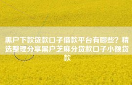 黑户下款贷款口子借款平台有哪些？精选整理分享黑户芝麻分贷款口子小额贷款