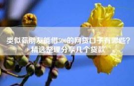 类似薪朋友能借500的网贷口子有哪些？精选整理分享几个贷款