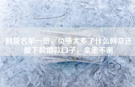 网贷名单一览，负债太多了什么网贷还能下款借款口子，拿走不谢