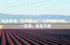 精选整理，私人借3000一分钟到账贷款app一览表，拿走不谢