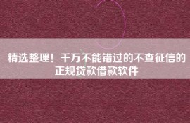 精选整理！千万不能错过的不查征信的正规贷款借款软件