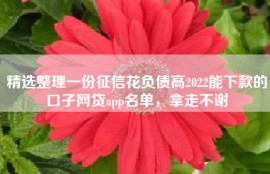 精选整理一份征信花负债高2022能下款的口子网贷app名单，拿走不谢