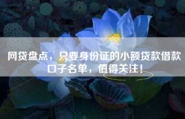 网贷盘点，只要身份证的小额贷款借款口子名单，值得关注！