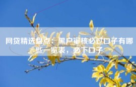 网贷精选盘点：黑户审核必过口子有哪些一览表，必下口子