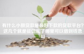 有什么小额贷款是最好下款的贷款平台？这几个就是征信乱了哪里可以借到钱急用