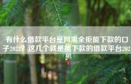 有什么借款平台是网黑全拒能下款的口子2022？这几个就是能下款的借款平台2022
