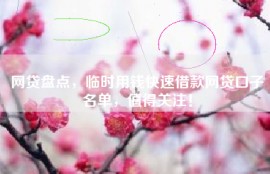 网贷盘点，临时用钱快速借款网贷口子名单，值得关注！