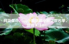 网贷盘点，app小额贷款小额贷款名单，值得关注！