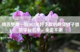 精选整理一份2022年好下款的网贷口子借款平台名单，拿走不谢