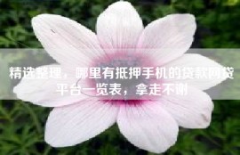 精选整理，哪里有抵押手机的贷款网贷平台一览表，拿走不谢