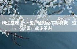 精选整理，2022黑户逾期必下款贷款一览表，拿走不谢