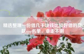精选整理一份借几千块钱比较好借的贷款app名单，拿走不谢