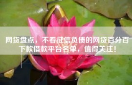 网贷盘点，不看征信负债的网贷百分百下款借款平台名单，值得关注！