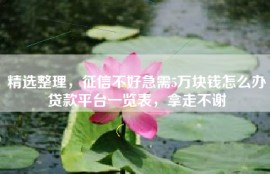 精选整理，征信不好急需5万块钱怎么办贷款平台一览表，拿走不谢