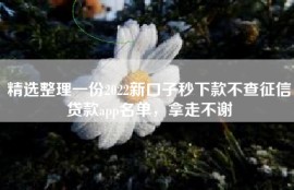 精选整理一份2022新口子秒下款不查征信贷款app名单，拿走不谢