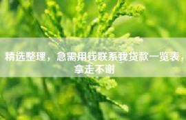 精选整理，急需用钱联系我贷款一览表，拿走不谢