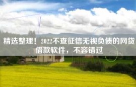 精选整理！2022不查征信无视负债的网贷借款软件，不容错过