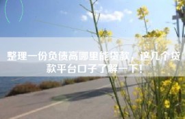 整理一份负债高哪里能贷款，这几个贷款平台口子了解一下！