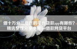 借十万分三年还的平台贷款app有哪些？精选整理分享小额500借款网贷平台