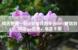 精选整理一份20岁借钱的平台100%能借到网贷app名单，拿走不谢