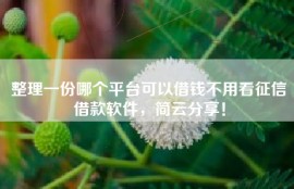 整理一份哪个平台可以借钱不用看征信借款软件，简云分享！
