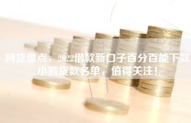 网贷盘点，2022借款新口子百分百能下款小额贷款名单，值得关注！