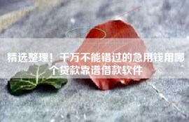 精选整理！千万不能错过的急用钱用哪个贷款靠谱借款软件