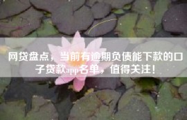 网贷盘点，当前有逾期负债能下款的口子贷款app名单，值得关注！