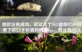 借款没有成功，试试几个2022超级烂户双黑下款口子包借到网贷app，百分百可以借！
