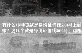 有什么小额贷款是身份证借钱5000马上到账？这几个就是身份证借钱5000马上到账
