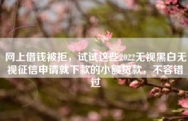 网上借钱被拒，试试这些2022无视黑白无视征信申请就下款的小额贷款，不容错过