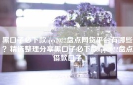 黑口子必下款app2022盘点网贷平台有哪些？精选整理分享黑口子必下款app2022盘点借款口子