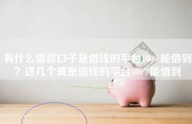 有什么借款口子是借钱的平台100%能借到？这几个就是借钱的平台100%能借到