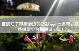 征信烂了审核必过的贷款app2022名单，这些借款平台值得试一试！