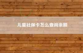 儿童社保卡怎么查询余额