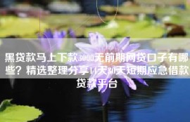 黑贷款马上下款3000无前期网贷口子有哪些？精选整理分享14天30天短期应急借款贷款平台