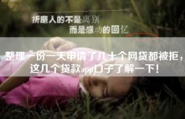 整理一份一天申请了几十个网贷都被拒，这几个贷款app口子了解一下！