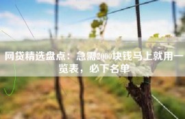 网贷精选盘点：急需2000块钱马上就用一览表，必下名单