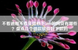 不看逾期不看征信秒下5000的网贷有哪些？盘点几个借款软件好下款的