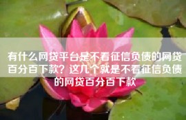 有什么网贷平台是不看征信负债的网贷百分百下款？这几个就是不看征信负债的网贷百分百下款