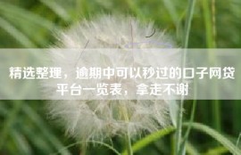 精选整理，逾期中可以秒过的口子网贷平台一览表，拿走不谢