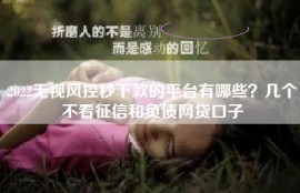 2022无视风控秒下款的平台有哪些？几个不看征信和负债网贷口子